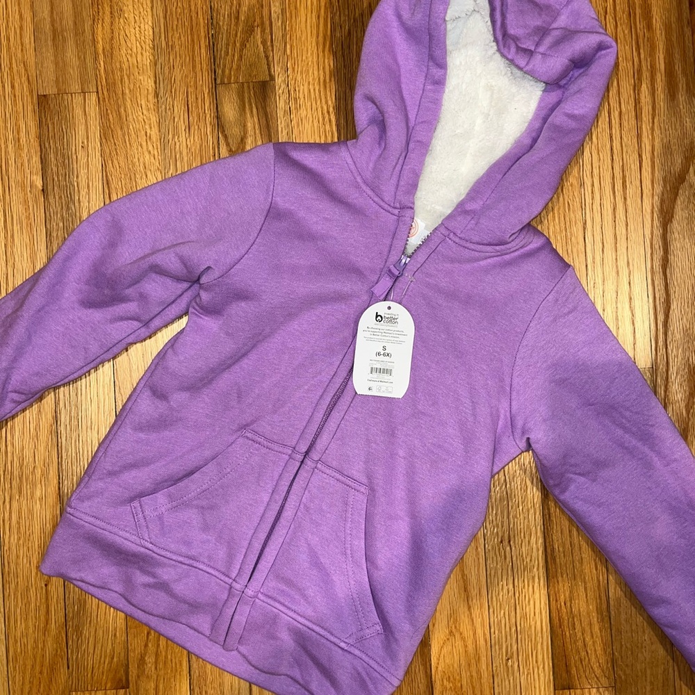 Purple Kids Hoodie size 6 nwt shearling wonder nation